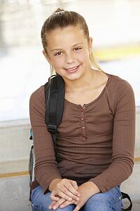 Pre teen girl in school