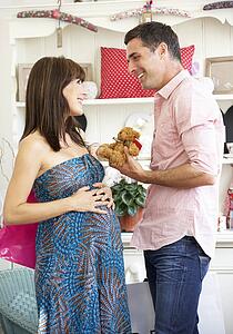 Expectant couple out shopping