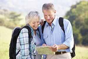 Senior couple on country walk