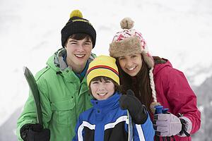 Group Of Children On Ski Holiday In Mountains