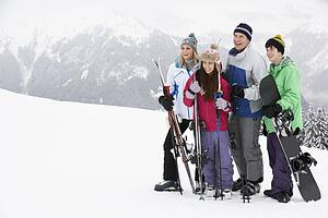 Family On Ski Holiday In Mountains