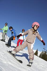 Family On Ski Holiday In Mountains