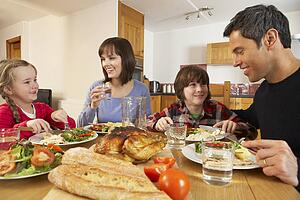 Family Eating Lunch Together In Kitchen