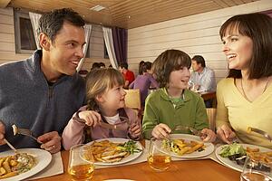 Family Eating Lunch Together In Restaurant