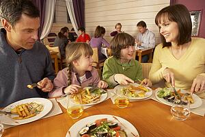 Family Eating Lunch Together In Restaurant