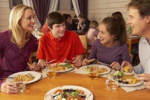 Family Eating Lunch Together In Restaurant