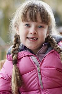 Outdoor Portrait Of Young Girl Wearing Winter Clothes