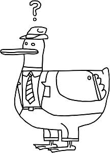 Duck at Work - B&W
