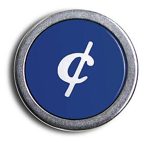 Typewriter Blue Cent